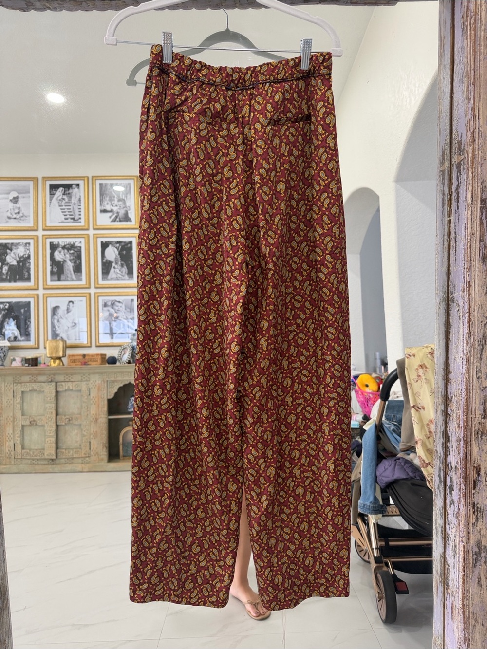 ZARA Burgundy Paisley Wide-Leg Trousers – Boho Chic – XS - Picture 10 of 10